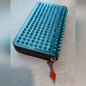 Christian Louboutin blue spiked wallet